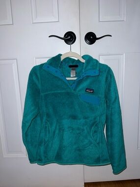Patagonia Teal Green Snap Pullover Fleece